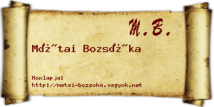 Mátai Bozsóka névjegykártya